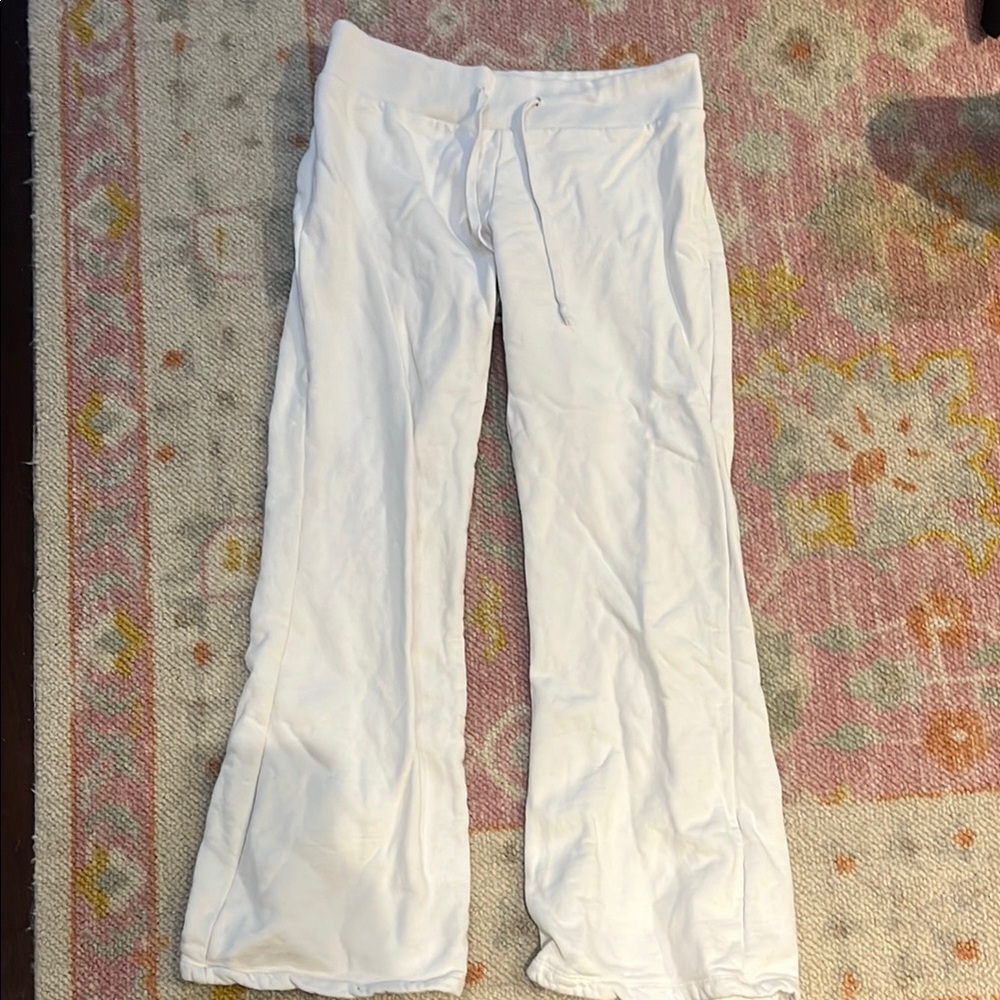 Brandy Melville White Drawstring flair Pants
